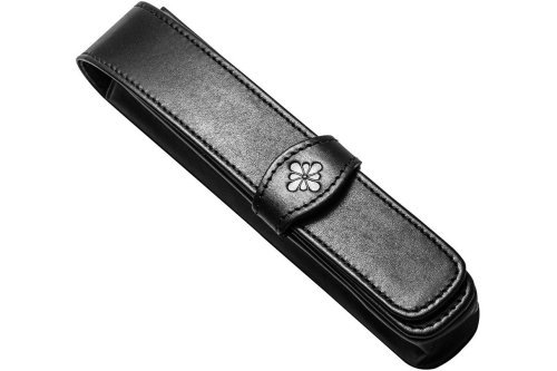 Пенал Diplomat с одним отделением кожаный c логотипом, черный
